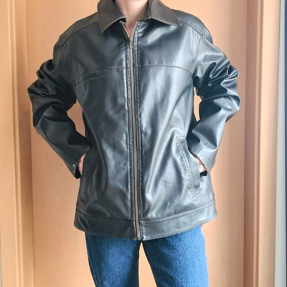 Vintage Genuine Leather Dark Brown Bomber Jacket Full Zip Sherpa Lining - Medium - Picture 5 of 11